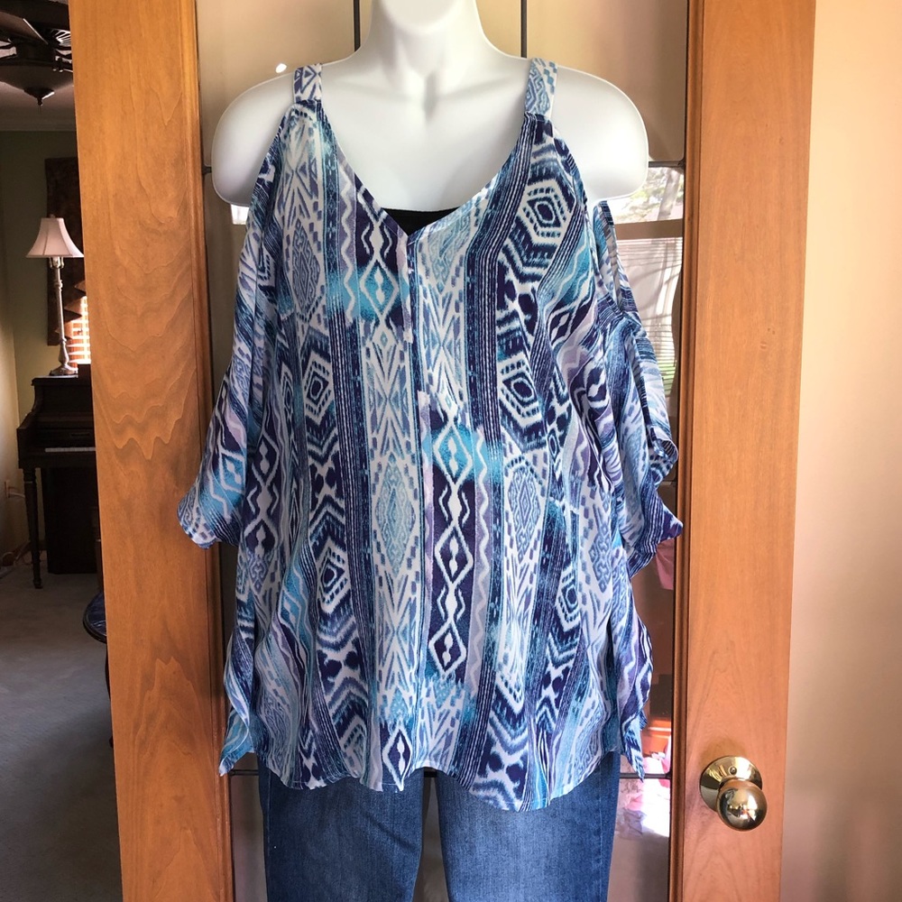 Maternity cold shoulder blouse